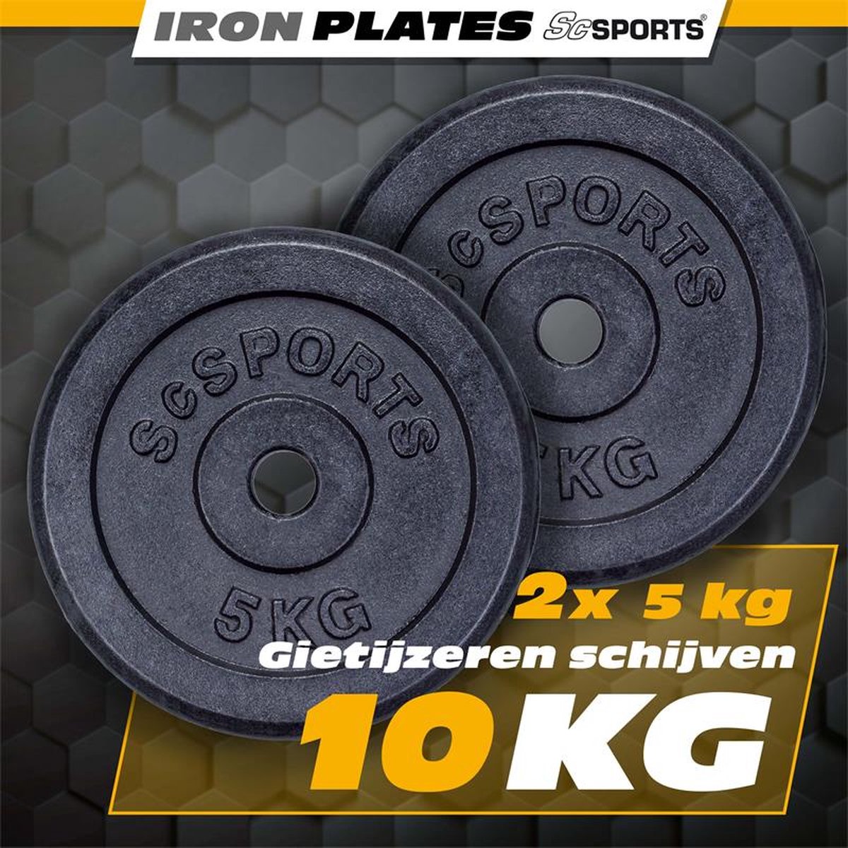 Halterschijven - Halter gewichten - 30 mm - 2x5 kg - Gietijzer - ScSPORTS®
