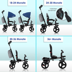 KIDIZ® 5in1 Kinderfiets - Loopfiets - Driewieler - Blauw