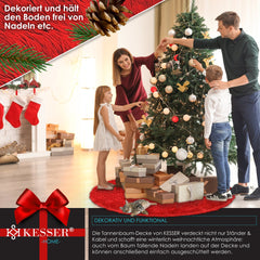 KESSER® Kerstboomrok Kerstboomkleed imitatiebont rond Kerstboom tapijt vilt pluche voor sneeuw decoratie versieringen - Rood / Ø 150 cm