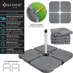 KESSER® Parasoltegel - Parasolvoet  - Vulbaar tot 80 kg  - Grijs