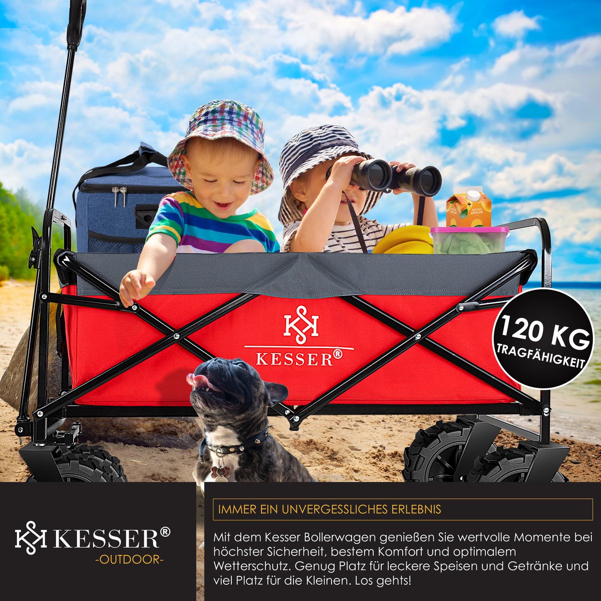 KESSER® Bolderkar - Opvouwbaar - Bolderwagen - Rood