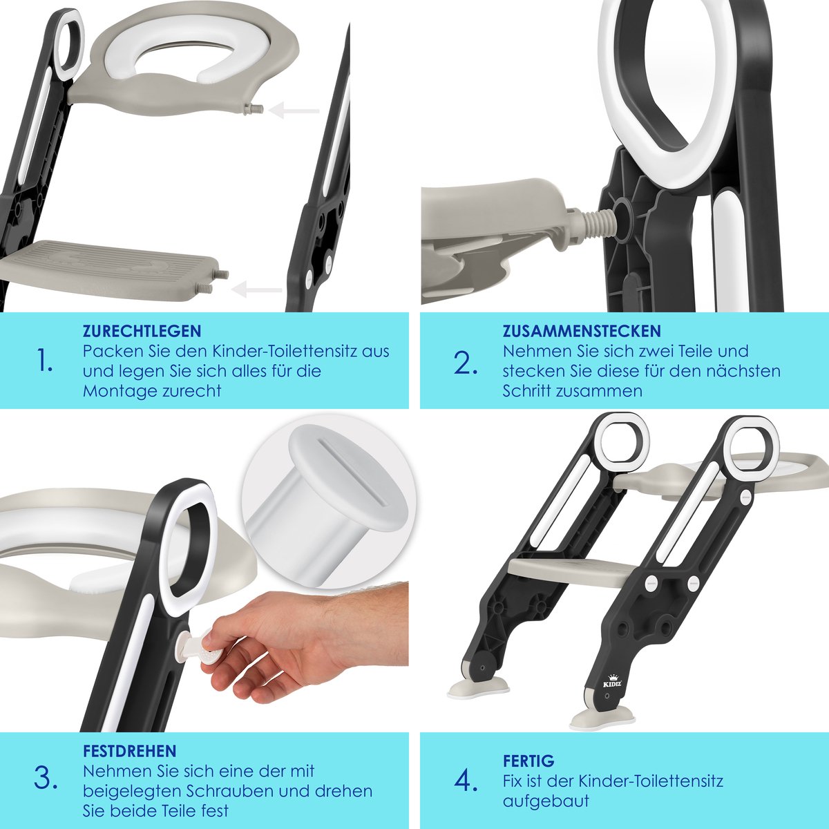 KIDIZ® WC Verkleiner - Potje Peuter - Toilettrainer - Grijs