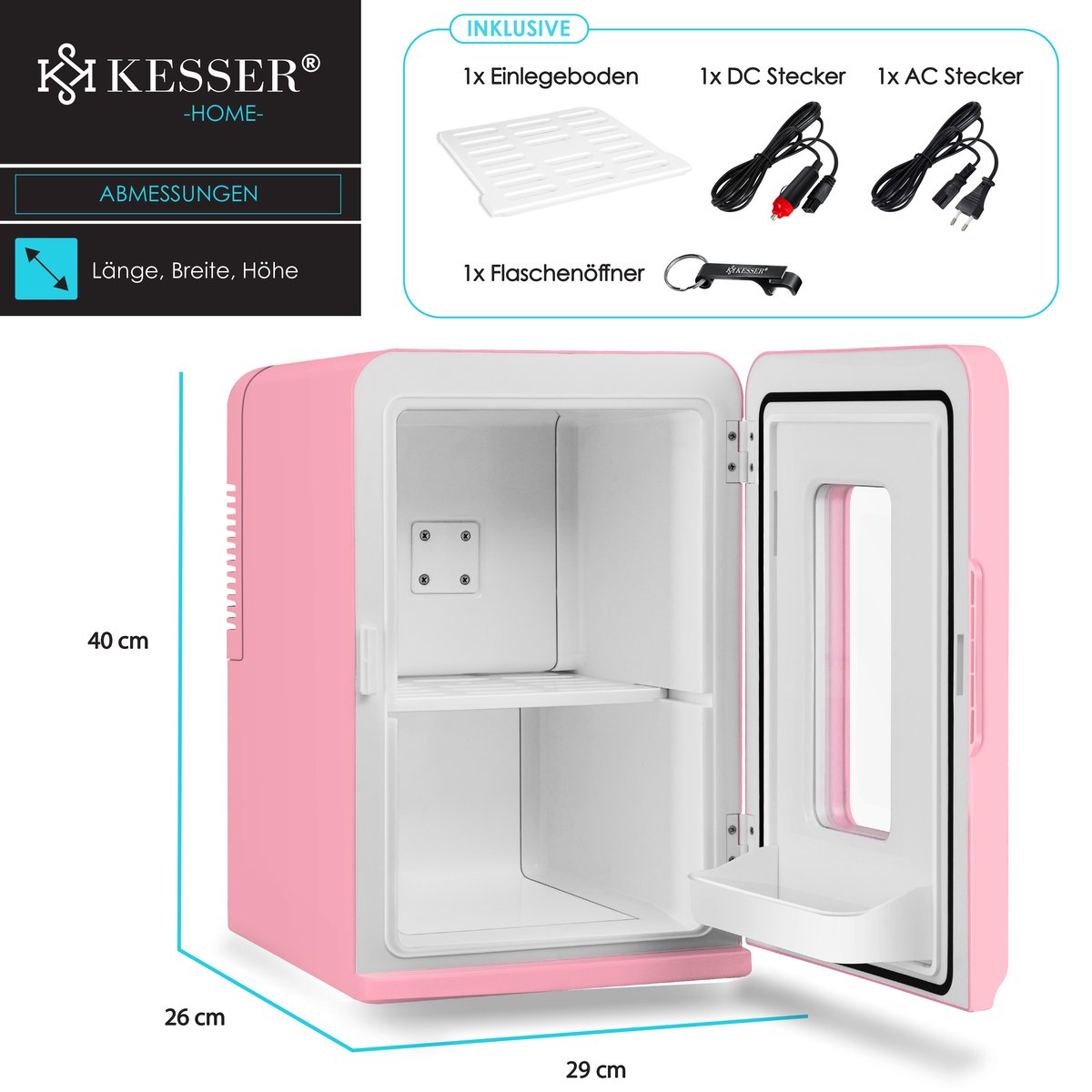KESSER® Mini Koelkast - 15 Liter - Koelbox - Roze