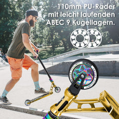 KESSER® Stuntstep GT-Limit 360° voor Volwassenen en Kinderen - Step met Standaard ABEC 9 Kogellagers, 110 mm PU Wielen Stunt Scooter - Goud