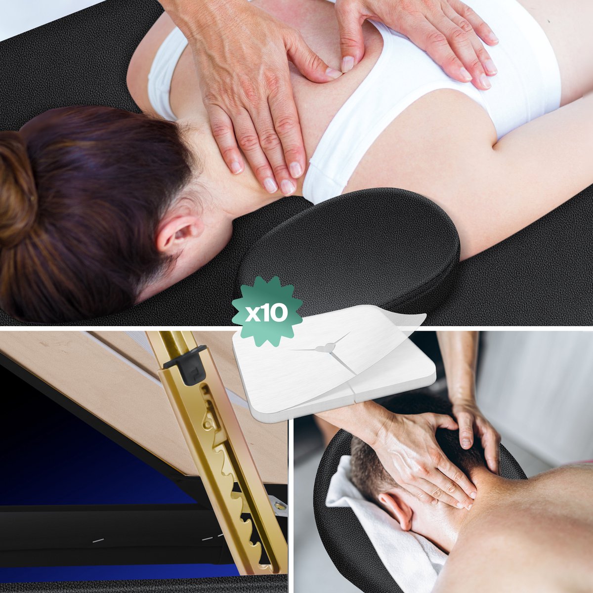 KESSER® Massagetafel inklapbaar - Tot 225kg - Verstelbaar - Zwart
