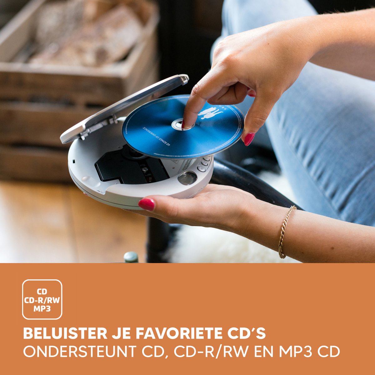 Lenco CD-201SI Discman - Draagbare CD-MP3 Speler met Anti-Shock bescherming - Zilver