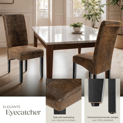 Eetkamerstoelen - Set van 4 - Kunstleer - Bruin - Tectake®