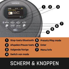 Lenco CD-500BK - Draagbare CD-speler met DAB en FM - Bluetooth - Zwart •