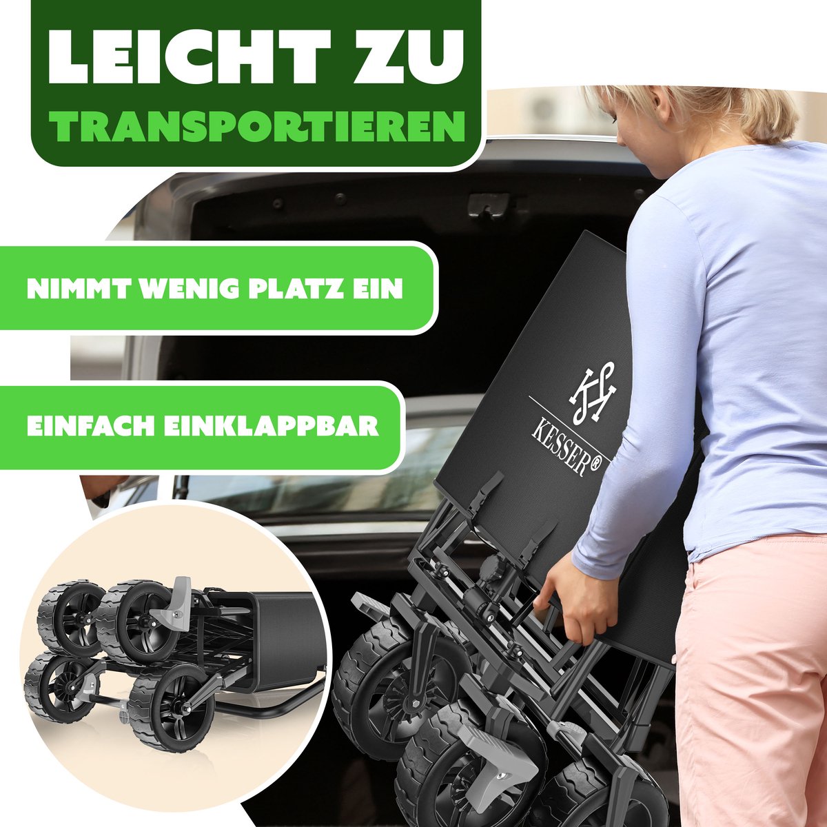 KESSER® Bolderkar - Opvouwbaar - Bolderwagen - Zwart •