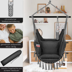 KESSER® XXL Hangstoel - 2 Kussens - Tot 150 kg - Antraciet •