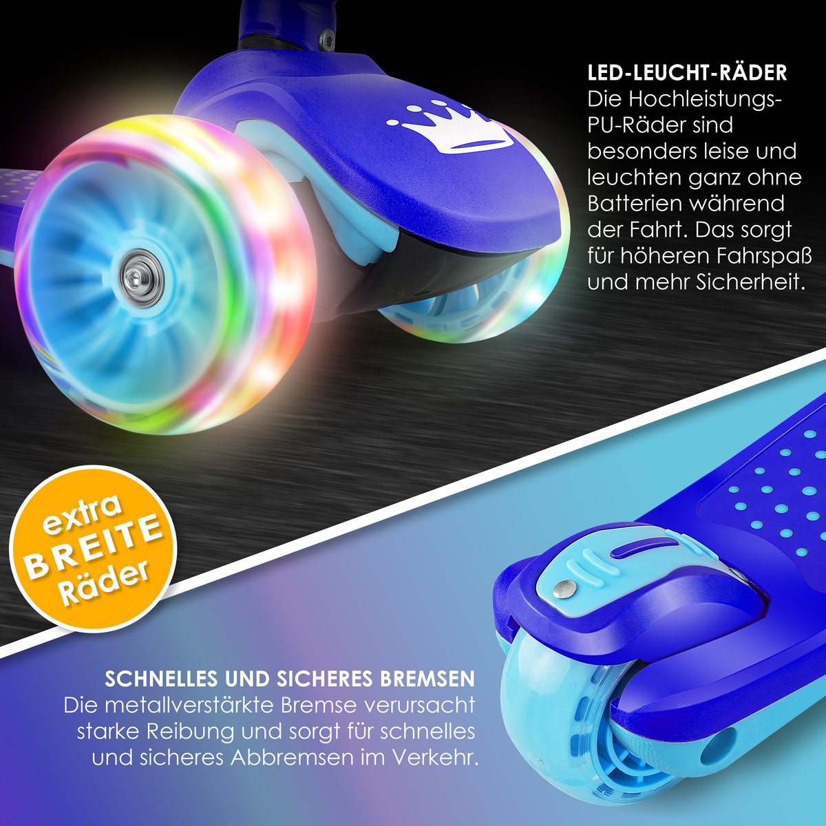 KIDIZ® Kinderstep - Opvouwbaar - Verstelbaar - City Scooter - Blauw •