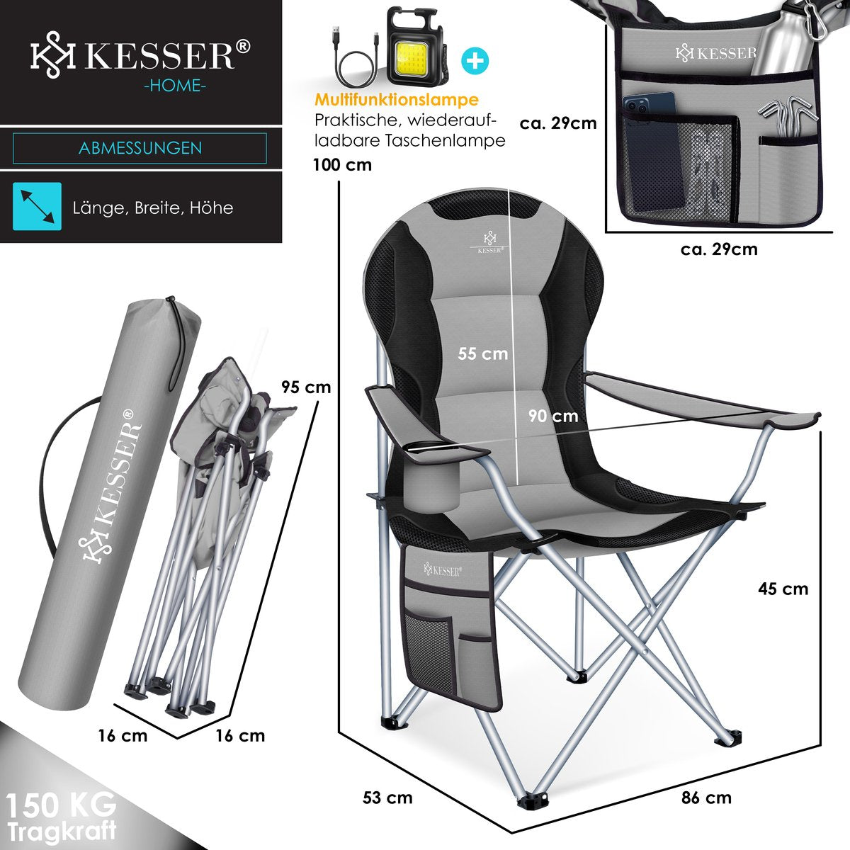 KESSER® Campingstoel - Visstoel - Vouwstoel - Grijs