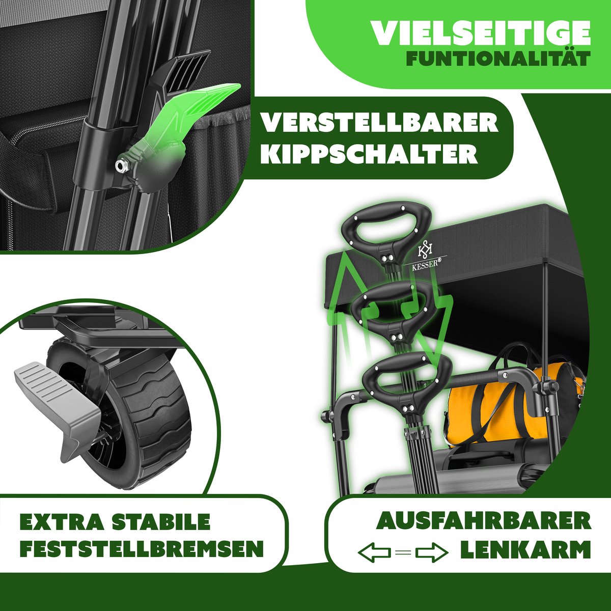 KESSER® Bolderkar - Opvouwbaar - Bolderwagen - Zwart •