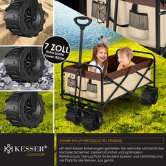 KESSER® Bolderkar opvouwbaar Bolderwagen tot 120 kg draagvermogen - Strandkar Transportkar - Beige