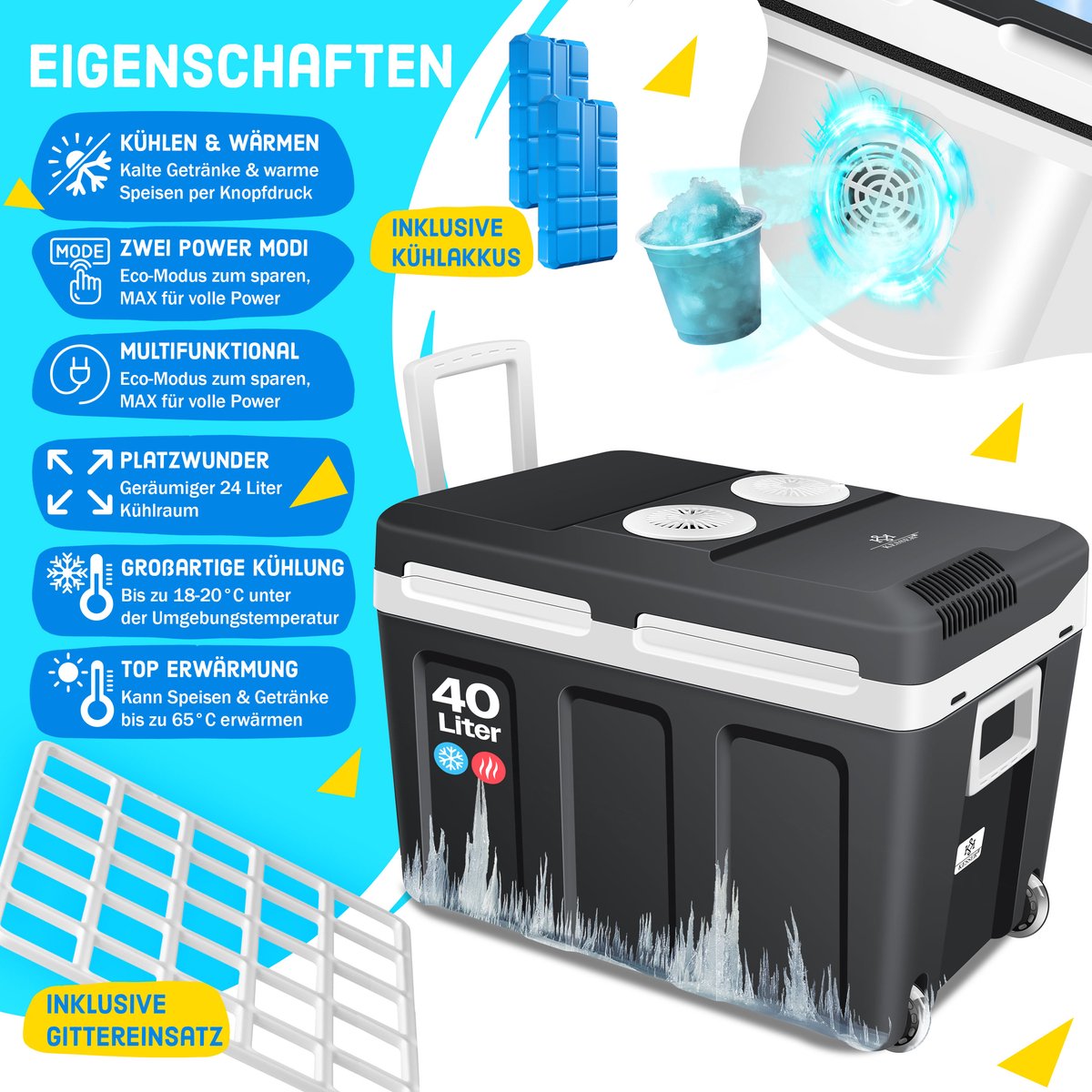 KESSER® Thermo-Elektrische Koelbox – 40L – 12V/230V – Antraciet