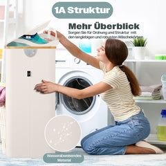 KESSER® Wasmand met Deksel - 3 Waszakken - 170 Liter - Beige