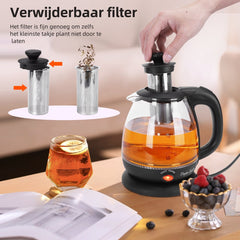 Waterkoker glas - met LED - Elektrisch - 1L - 2200W - Zwart