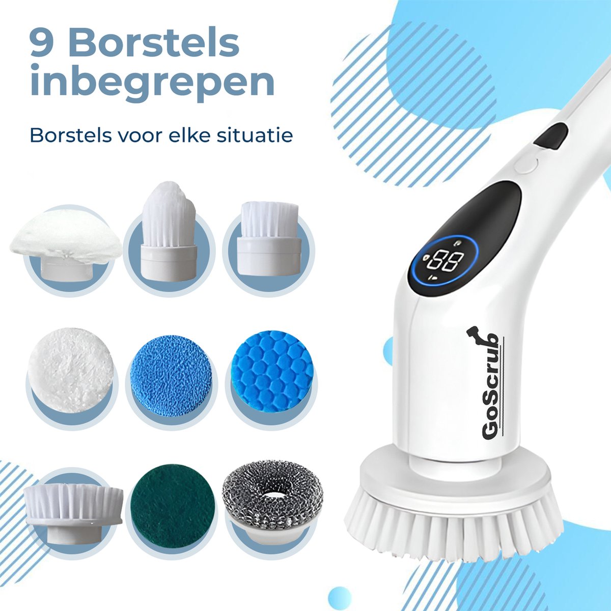 Elektrische Schoonmaakborstel – Elektrische Schrobber - Schrobborstel – Wit - V2 - GoScrub® •