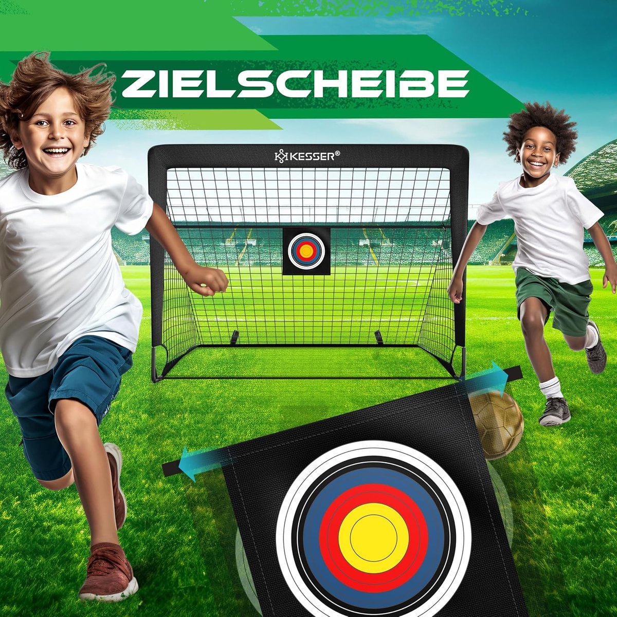 KESSER® Voetbaldoel voor kinderen - Pop-up - Set van 2 - Zwart