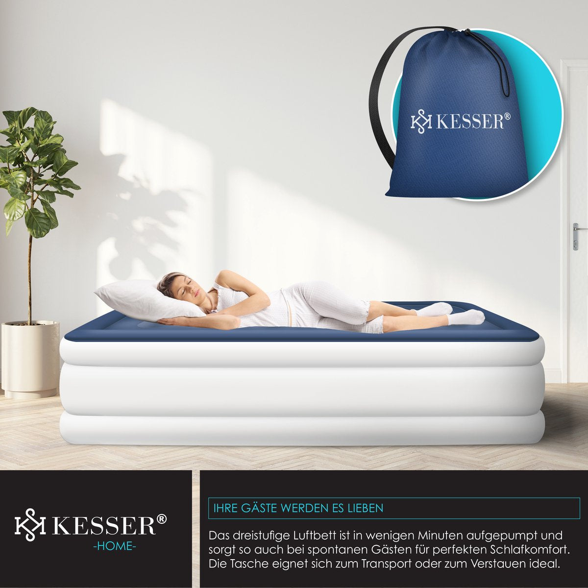 KESSER® Luchtbed - Opblaasbaar Matras - Elektrische Pomp - Wit •