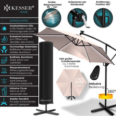 Zweefparasol - Tuinparasol - Parasol 300 cm - Met voet - Met Parasolhoes - Taupe - KESSER®