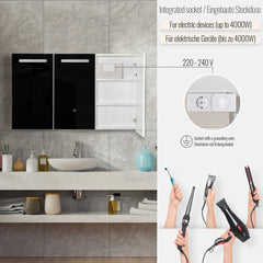 Badkamerspiegel met verlichting - Spiegelkast - 90x65 cm - Aquamarin