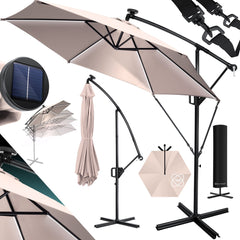 Zweefparasol - Tuinparasol - Parasol 300 cm - Met voet - Met Parasolhoes - Taupe - KESSER®