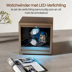 Watchwinder Hout - Horloge doos - Horloge winder - Bruin - Olvy