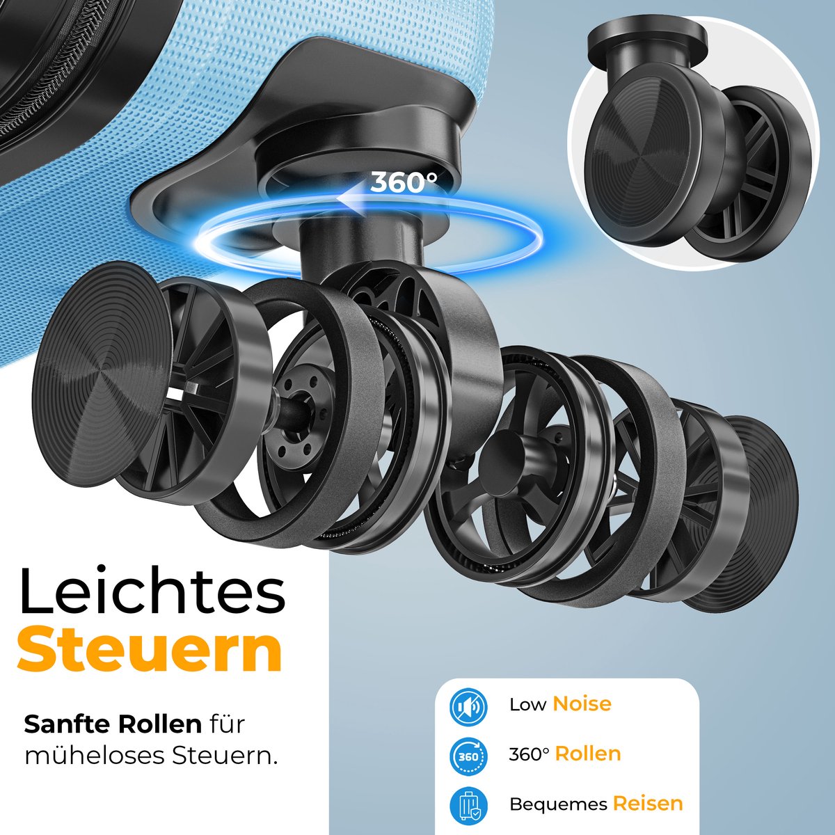 KESSER® Reiskofferset - 4-delig - ABS- Kofferset - Blauw •