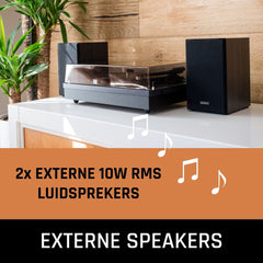 Lenco Platenspeler met Bluetooth - Twee externe Speakers - Auto-stop - LS-300BK - Zwart •
