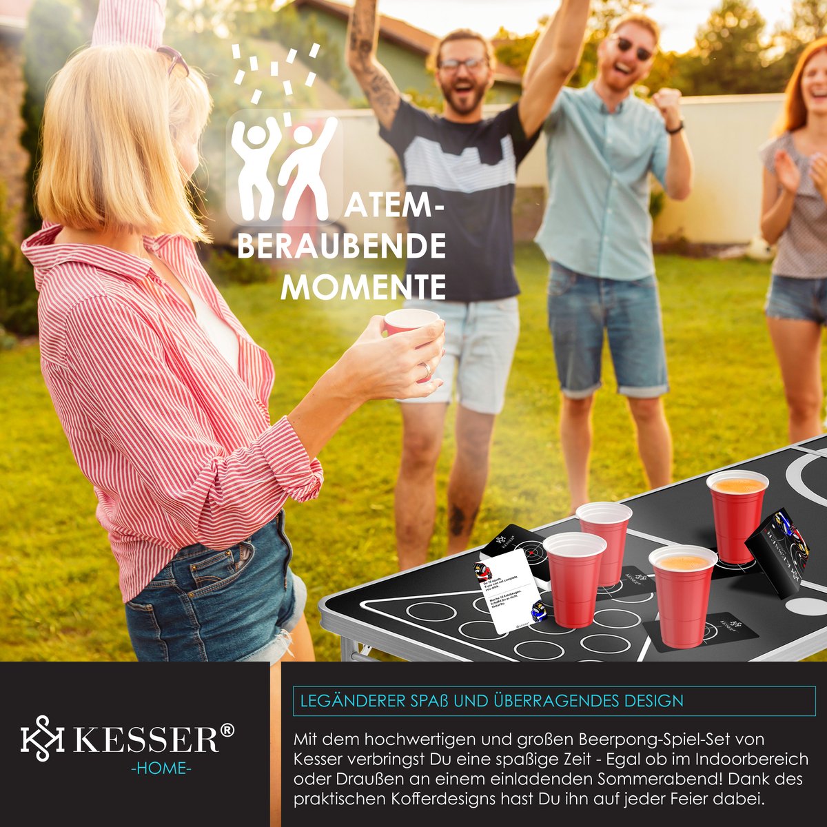 KESSER® Beerpong Tafel - Bierpong Tafel - Verstelbaar - Opvouwbaar