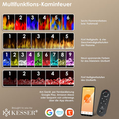 KESSER® elektrische Wandhaard - Sfeerhaard 9 kleuren LED - 127cm - Zwart