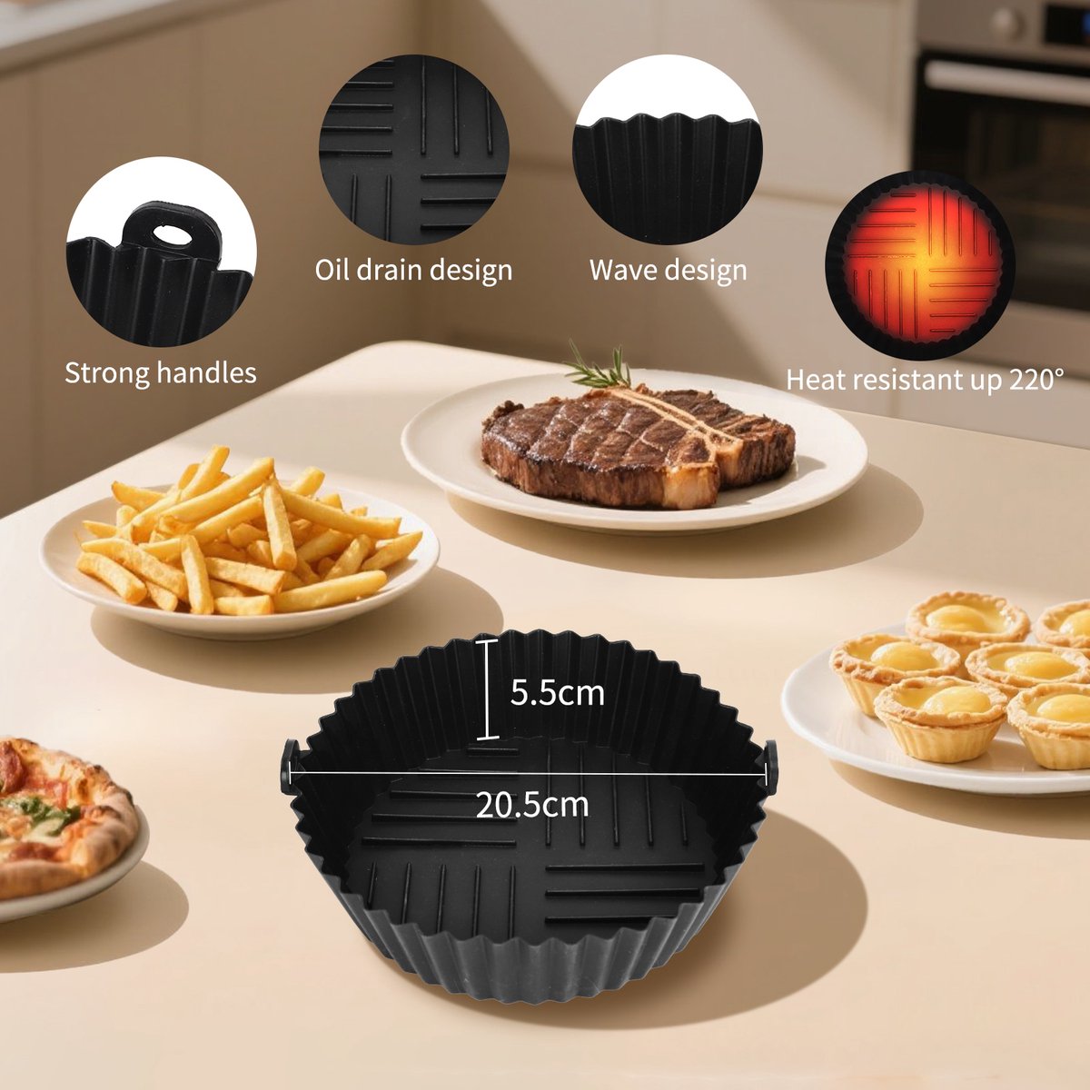 Airfryer Accessoires Complete Set - Ø20cm - Geschikt voor Airfryer XL en XXL - 12 delig - Aigostar