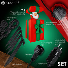 KESSER® Opblaasbare Kerstman pop LED Kerstverlichting - Cadeau Kerstman 152cm Lang Springt-uit-de-Doos Kerstmis LED Verlicht Deco incl. Bevestigingsmateriaal Kerstdecoratie Kerstversiering - 152cm