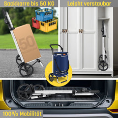 KESSER® Boodschappentrolley - Boodschappenwagen - 56L - tot 50kg  - Marineblauw