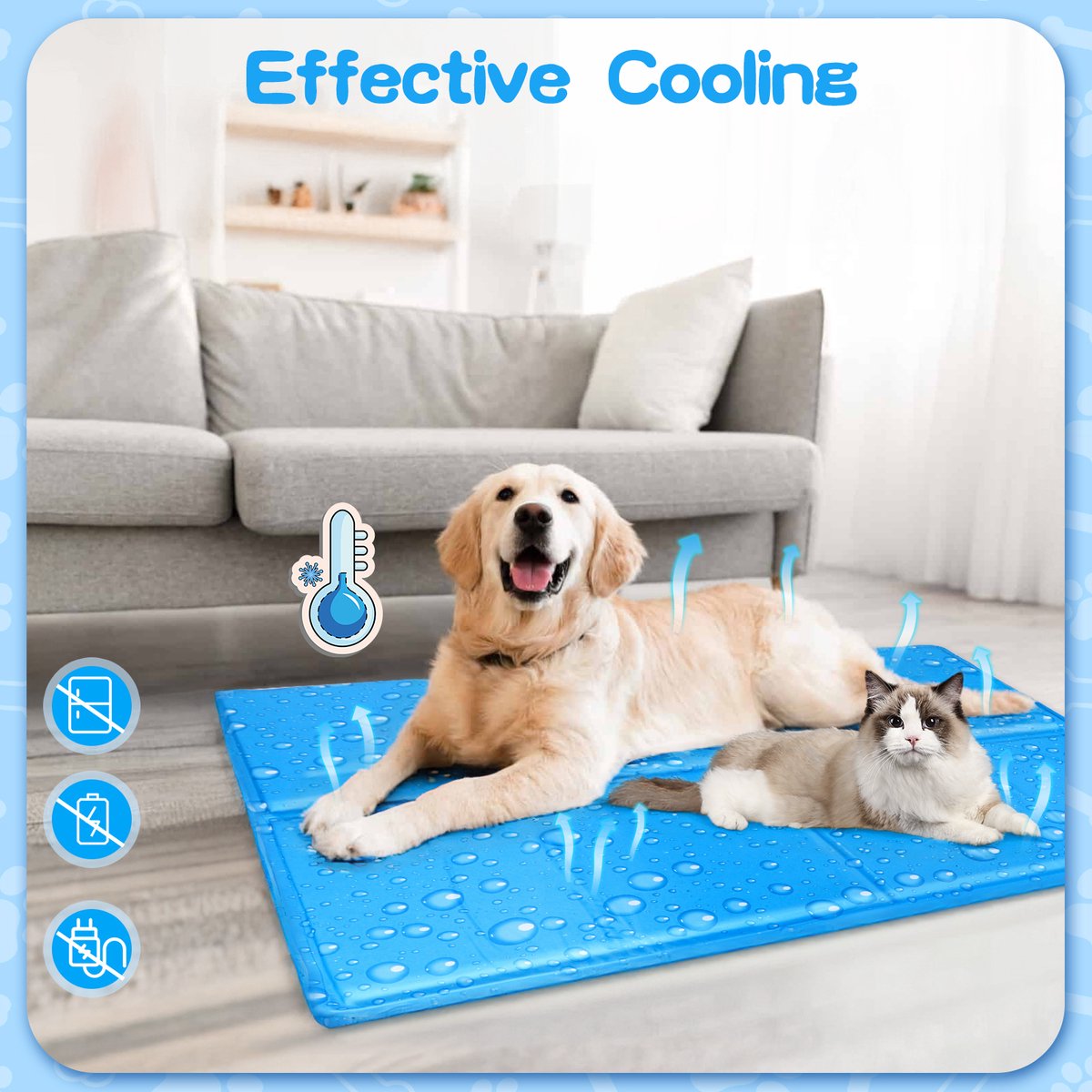 Nobleza Koelmat voor honden en katten - 50x65cm - Blauw •