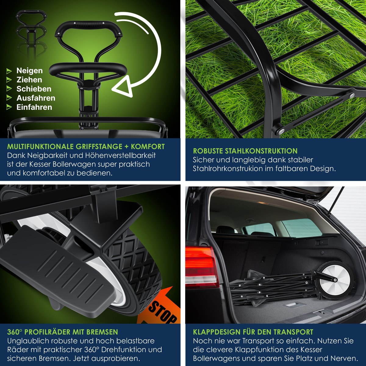 KESSER® Bolderkar - Opvouwbaar - Bolderwagen - Antraciet