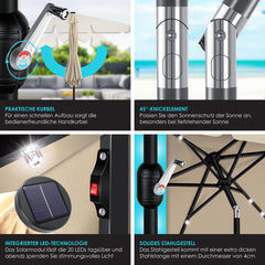 KESSER® Parasol LED Solar - Verstelbaar - Vierkant - Beige