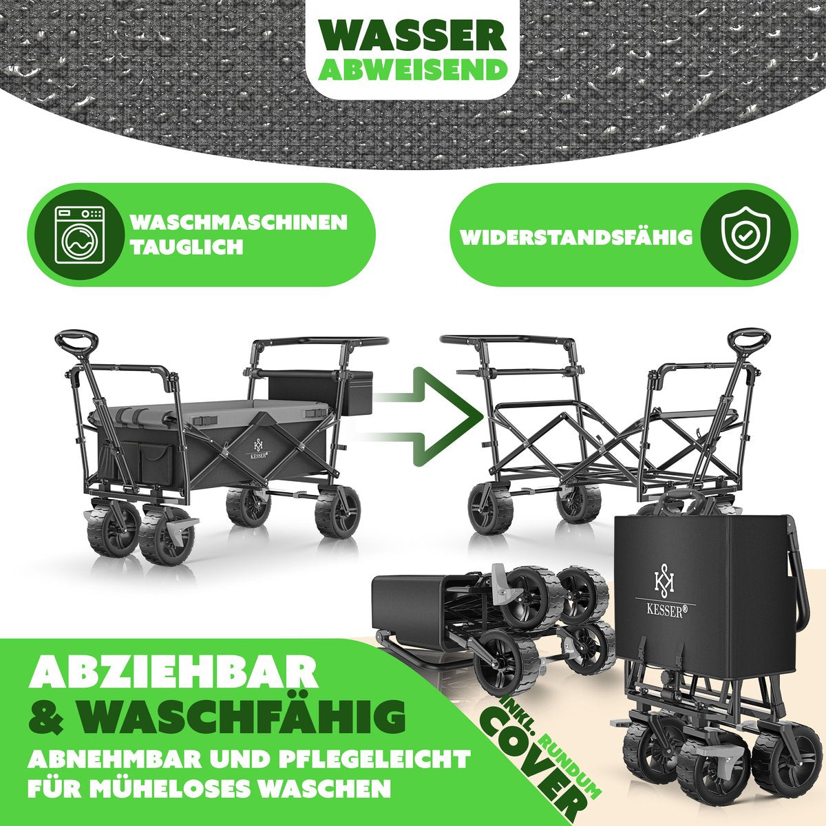 KESSER® Bolderkar - Opvouwbaar - Bolderwagen - Zwart •