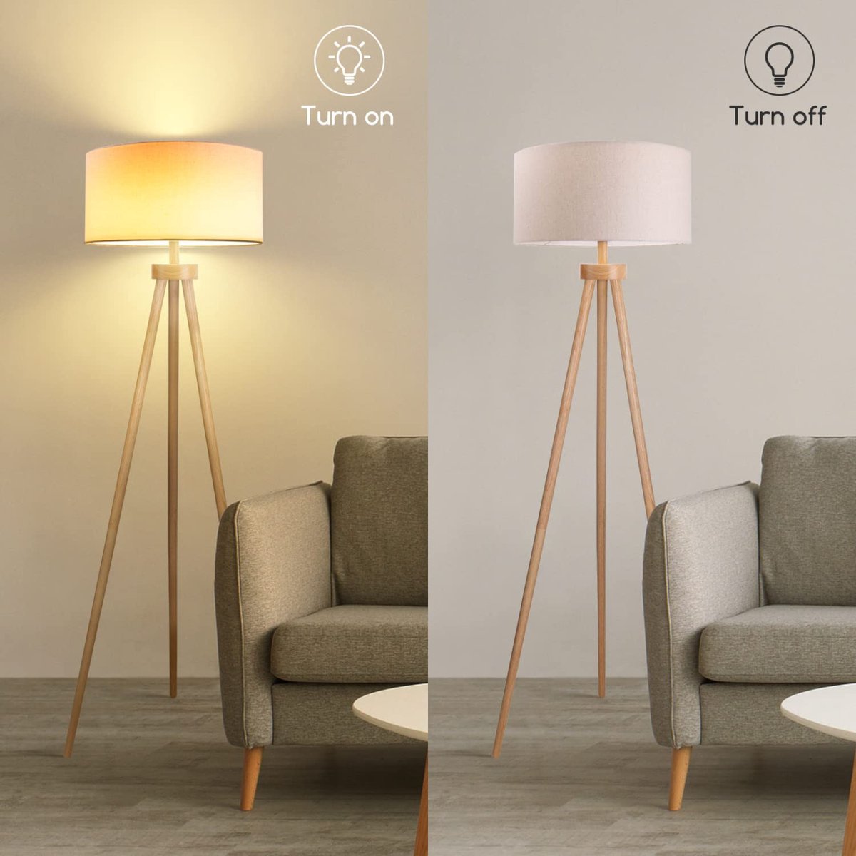 Aigostar 13AT1 - Staande lamp - Vloerlamp - H 143cm - E27 Fitting - Leeslamp - Staanlamp - Woonkamer - Slaapkamer - Excl. lichtbron
