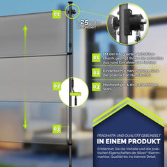 Klemluifel - Balkon luifel - Verticale luifel - 120 x 310 cm - Grijs - Tillvex®