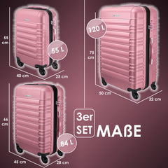 KESSER® Reiskofferset - 3-delig - ABS- Kofferset - Roze