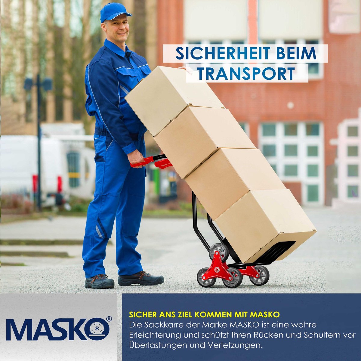 Masko® Steekwagen - Opvouwbaar - Transportwagen - Trappenklimmer - Zwart •