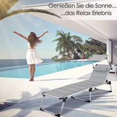 Ligbed - Ligstoel - Zonnebed - Opvouwbaar - Grijs - KESSER®