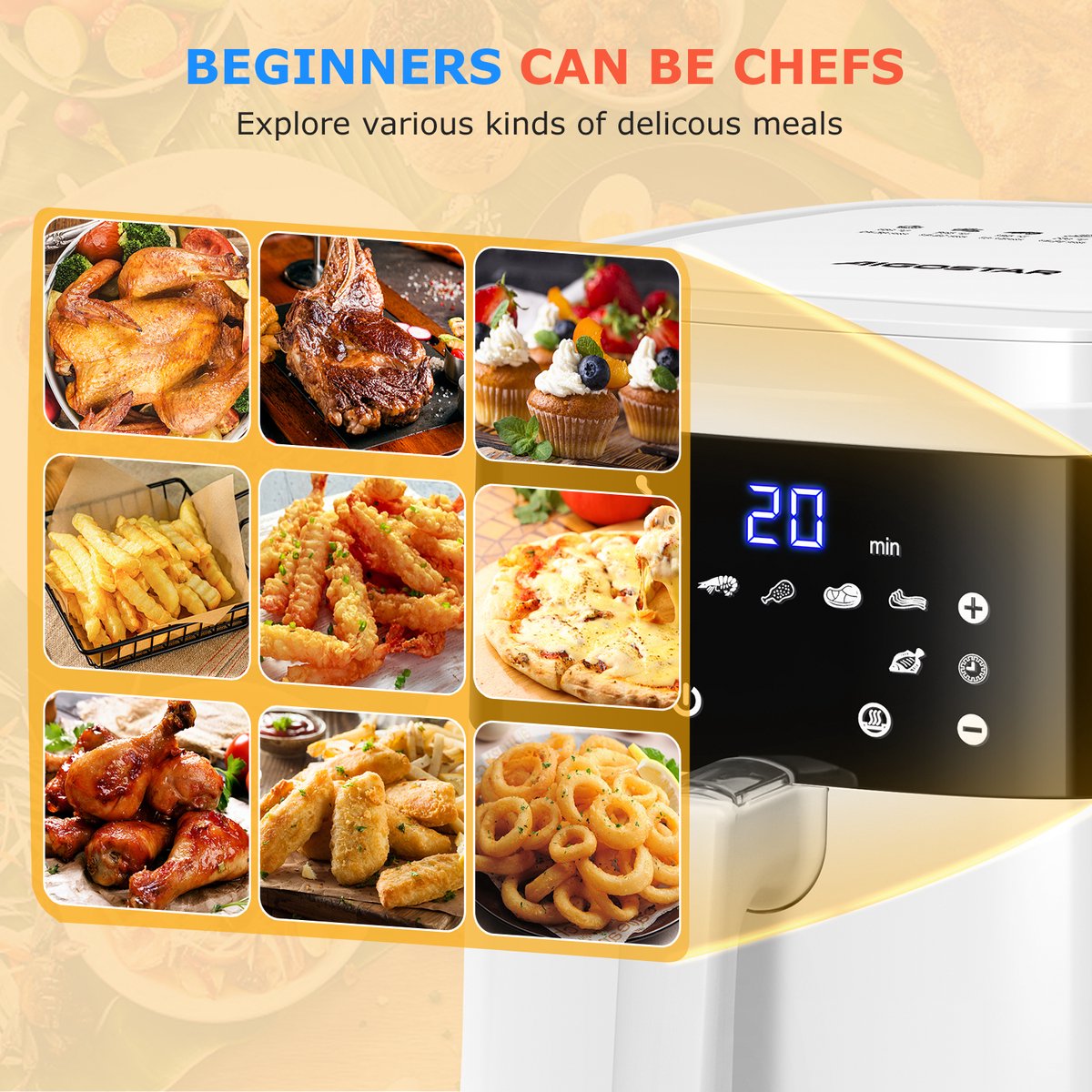 Aigostar Airfryer XXL - Heteluchtfriteuse - 7L - 1900W - Wit
