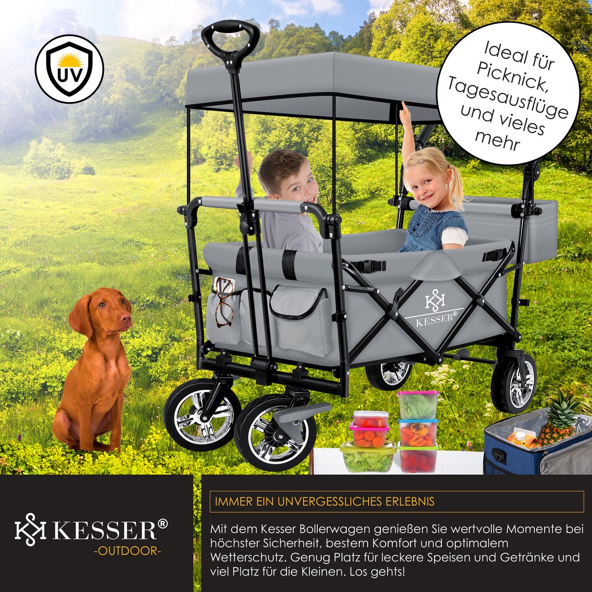 KESSER® Bolderkar - Opvouwbaar - Bolderwagen - Grijs