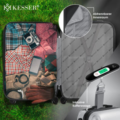 KESSER® Reiskofferset - 3-delig - ABS- Kofferset - Zilver