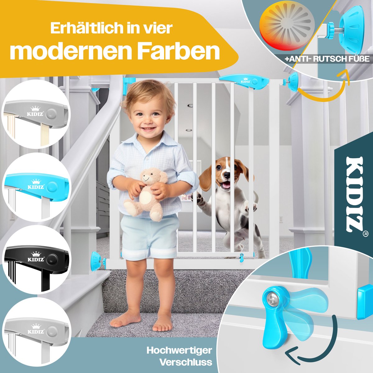 KIDIZ® Traphekje zonder boren - Veiligheidshekje - 74-87cm - Wit