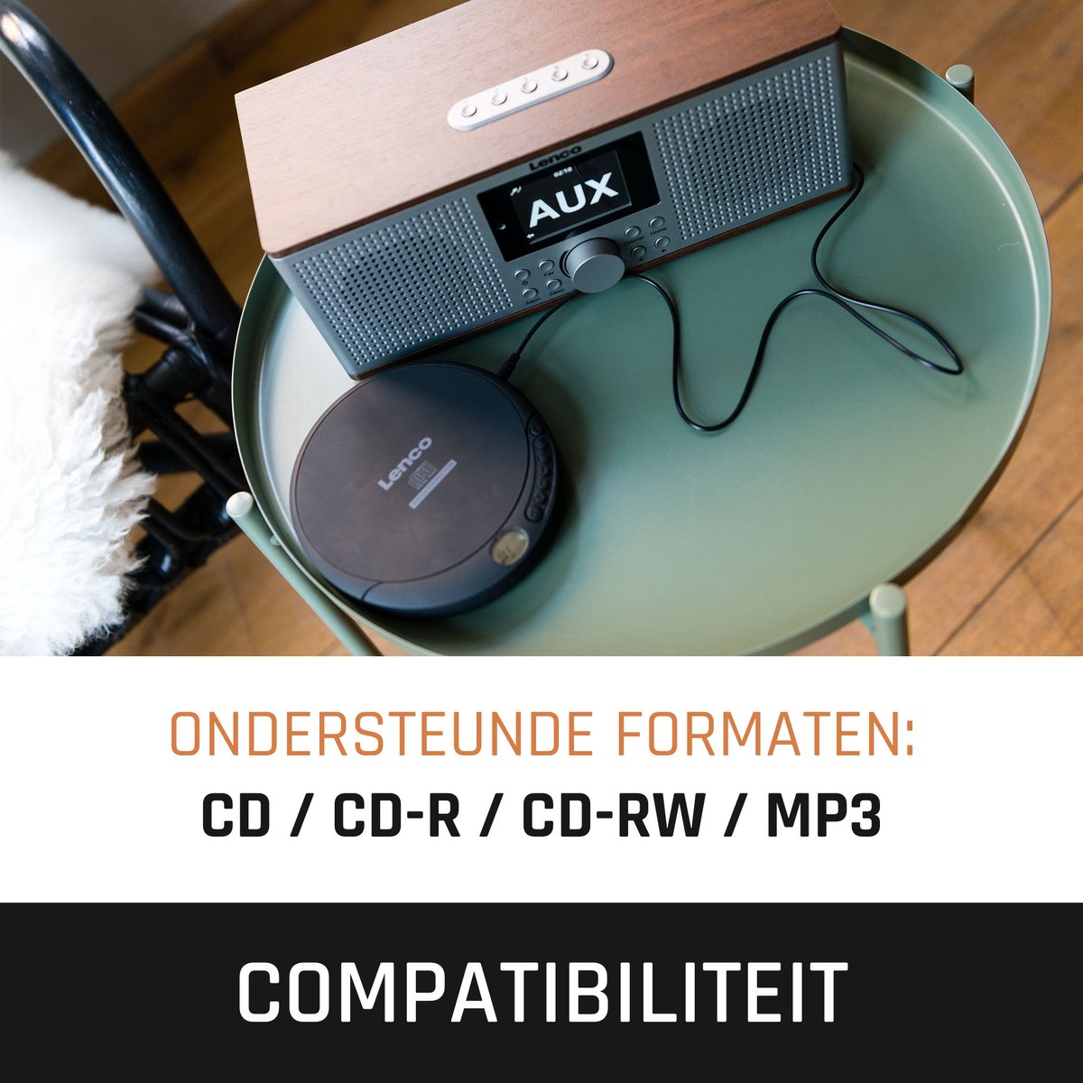 Lenco CD-200 Discman - Draagbare CD-MP3 Speler met Anti-Shock bescherming - Zwart
