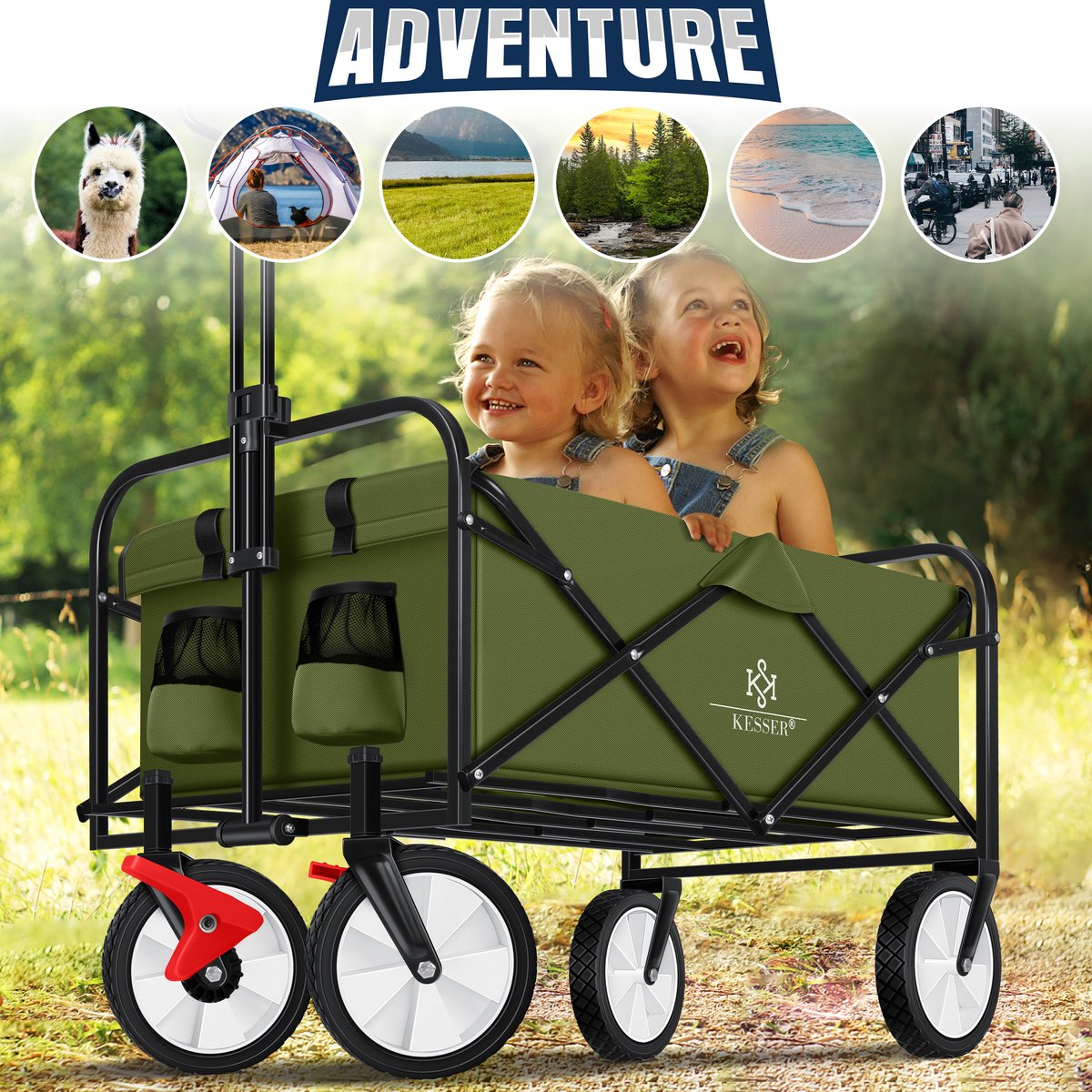 KESSER® Bolderkar - Opvouwbaar - Bolderwagen - Khaki